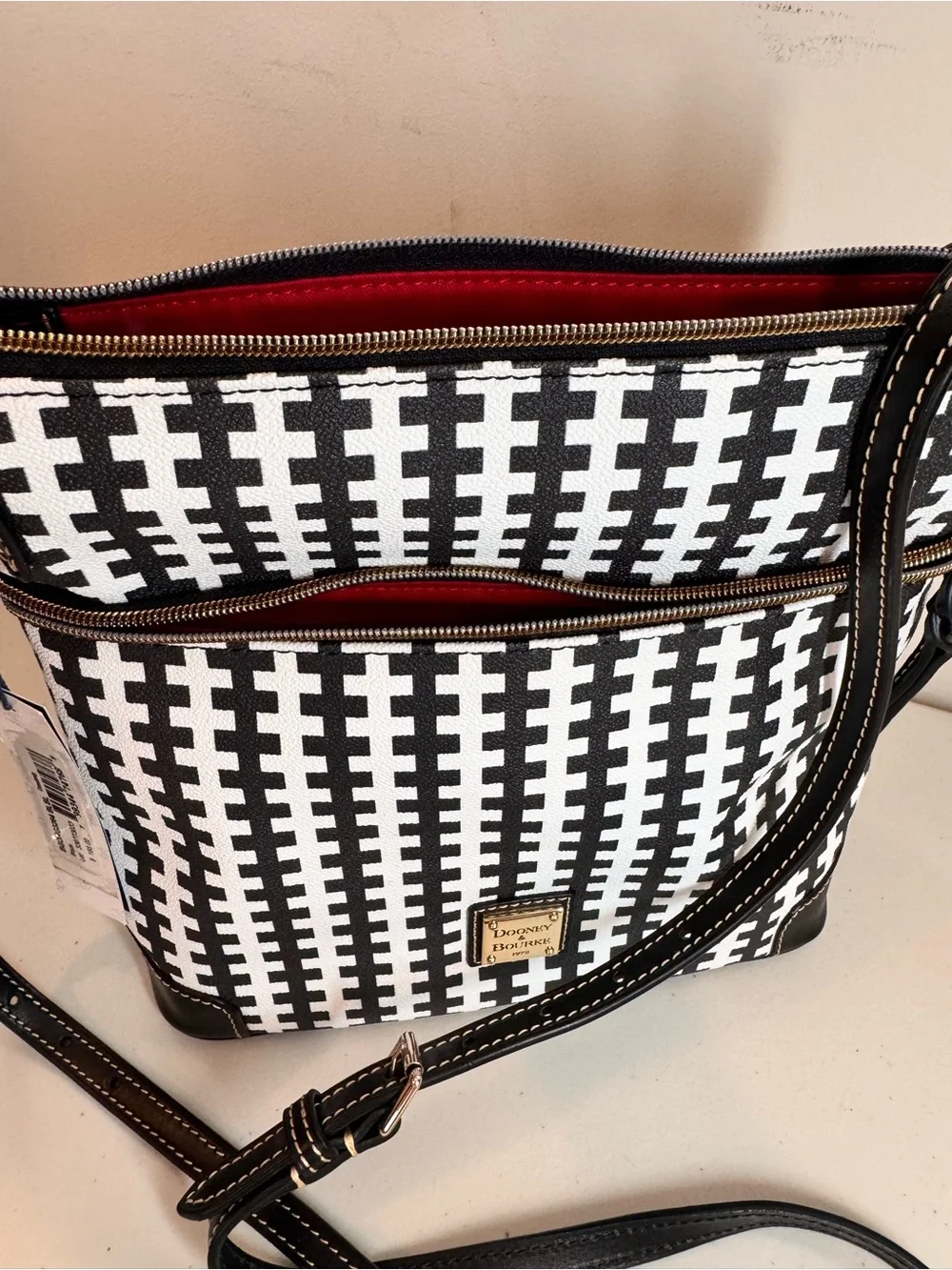 Dooney & Bourke Black and White Geometric Crossbody Bag